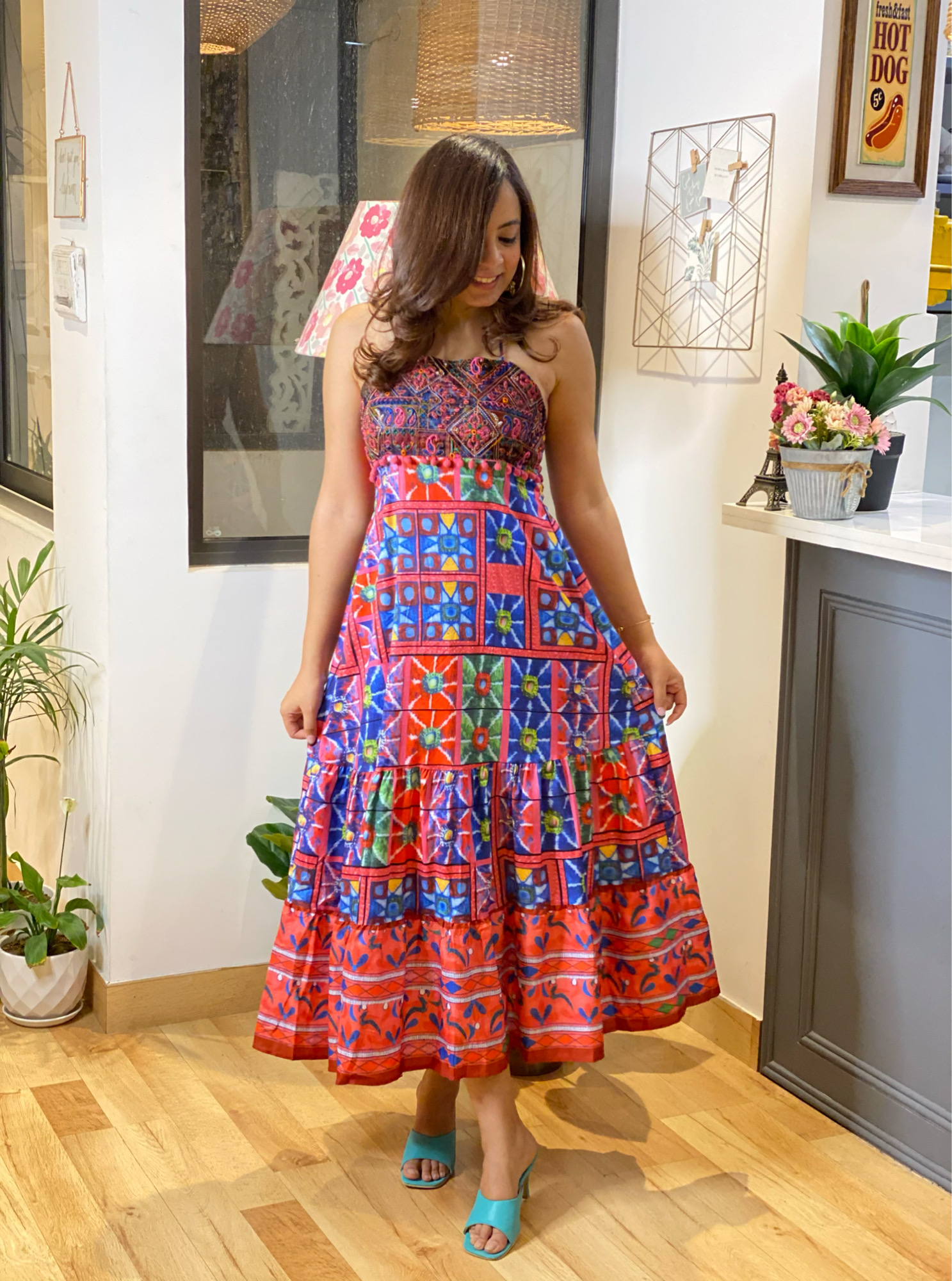 DRS_SUM_54: TAZURA LONG PRINTED DRESS