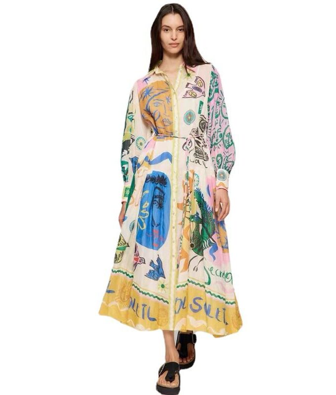 joe Long printed Dress with belt