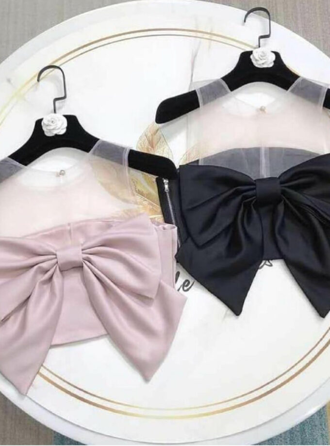 Pink sheer bow Top