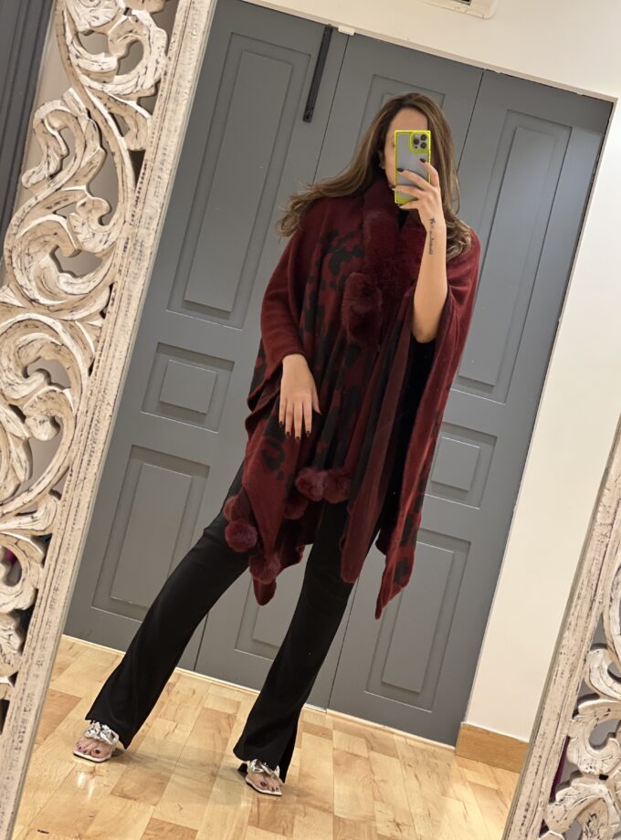 Printed Faux fur Cape - Kimono