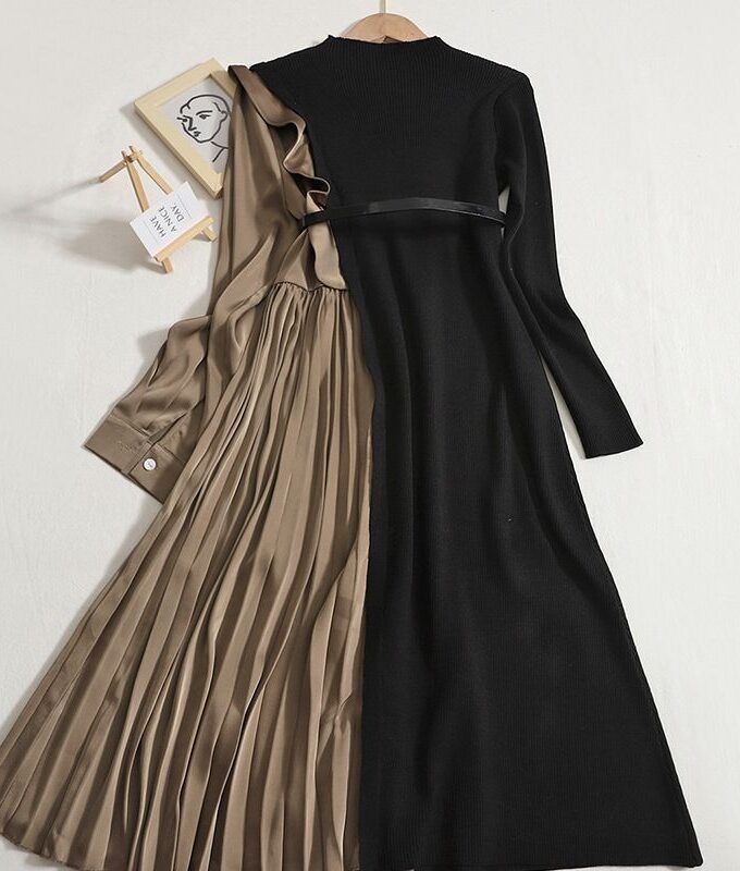 Rebeka pleated dress with belt