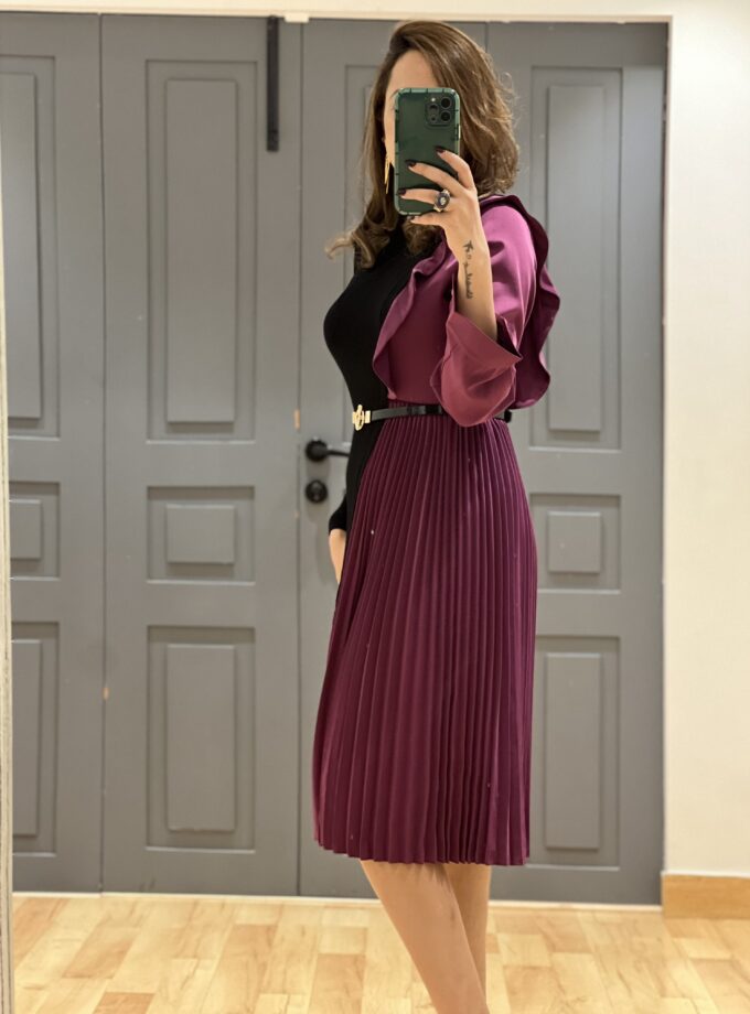 Rebeka pleated dress with belt