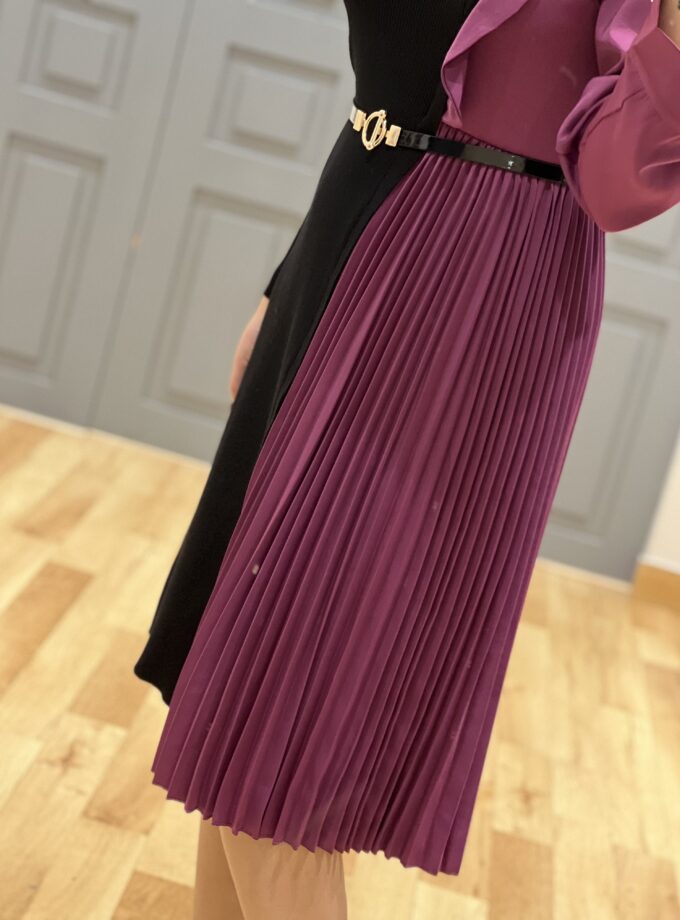 Rebeka pleated dress with belt