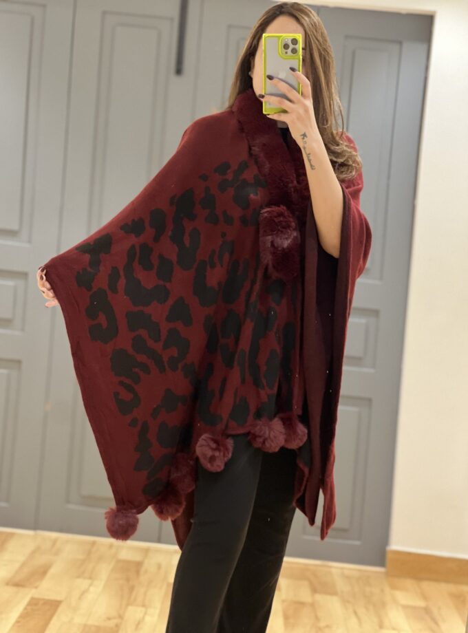 Printed Faux fur Cape - Kimono