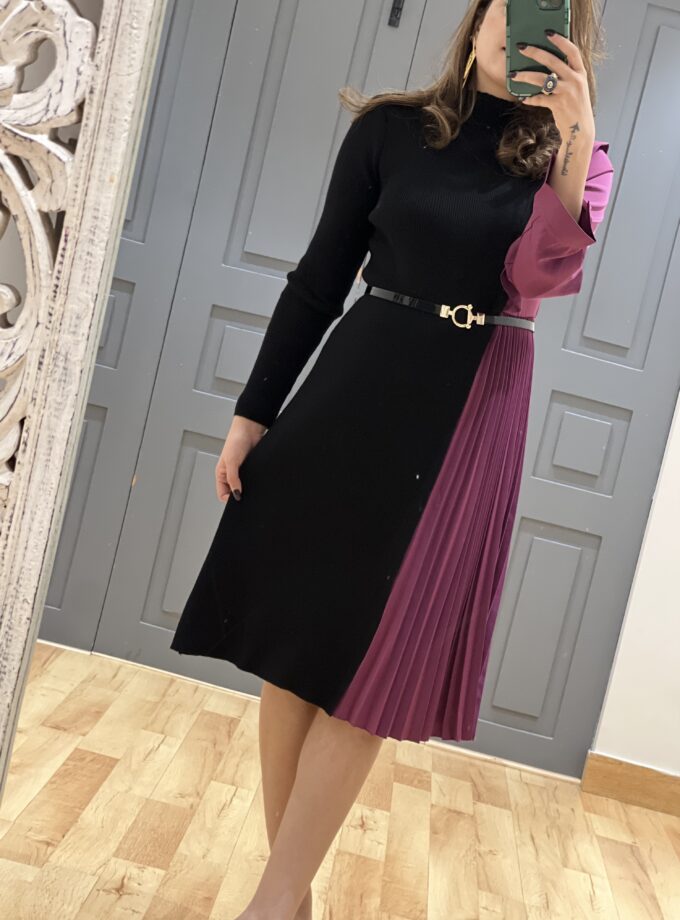 Rebeka pleated dress with belt