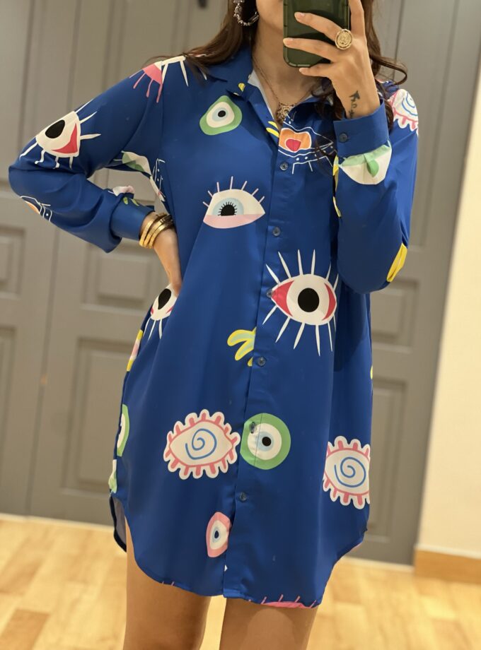 Evil eye luxe shirt dress
