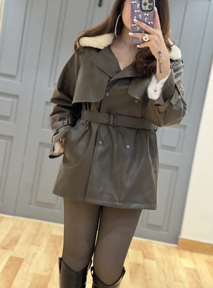 Fleece Lined Faux Leather Jacket