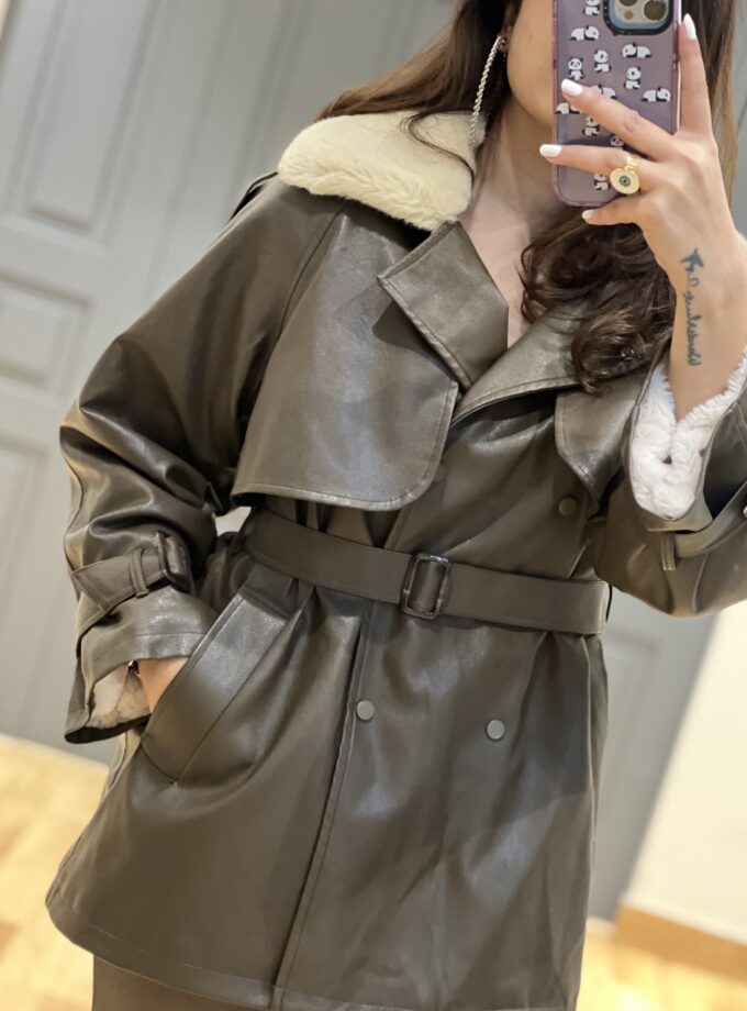 Fleece Lined Faux Leather Jacket