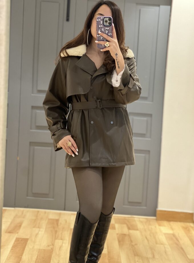 Fleece Lined Faux Leather Jacket