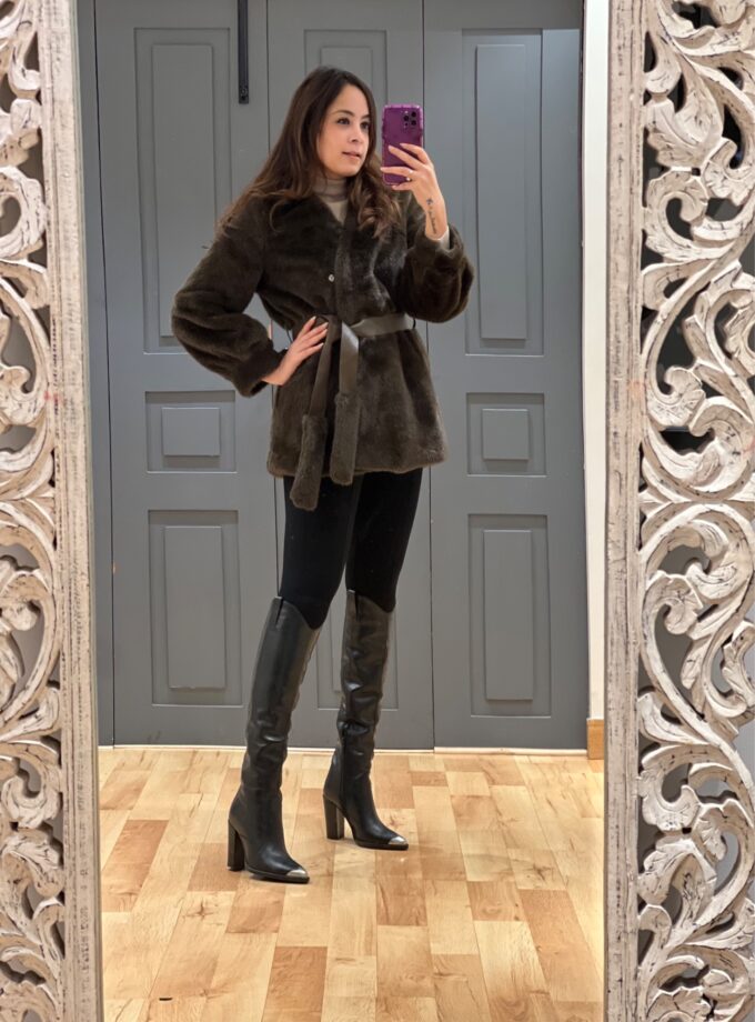 Marba faux Fur Jacket with belt