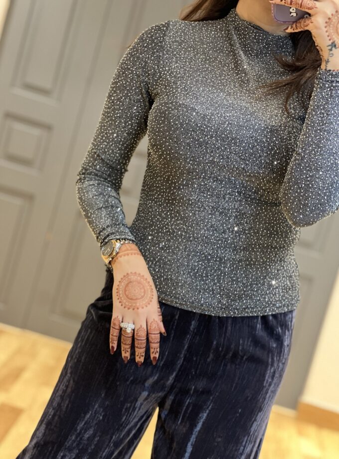 Shimmer turtle neck Top