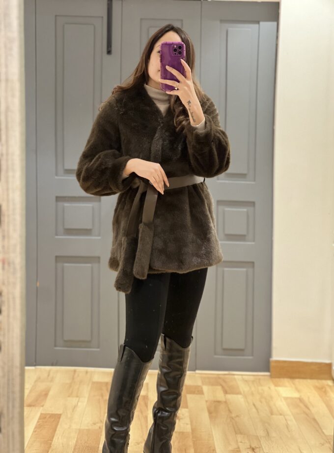 Marba faux Fur Jacket with belt