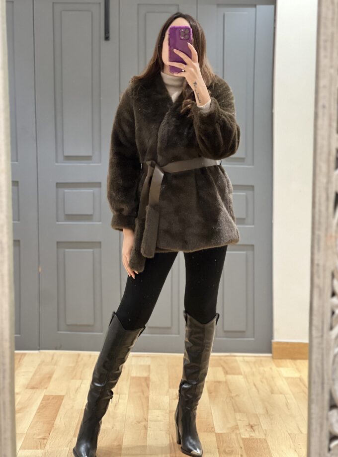 Marba faux Fur Jacket with belt