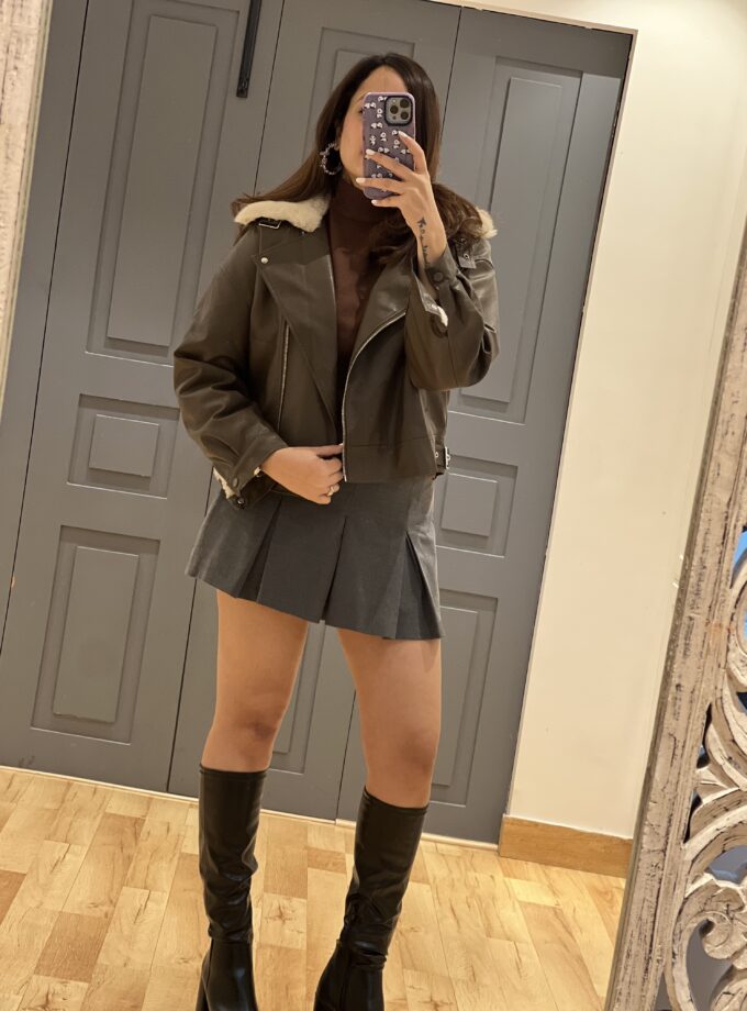 Fleece Lined Faux Leather Jacket
