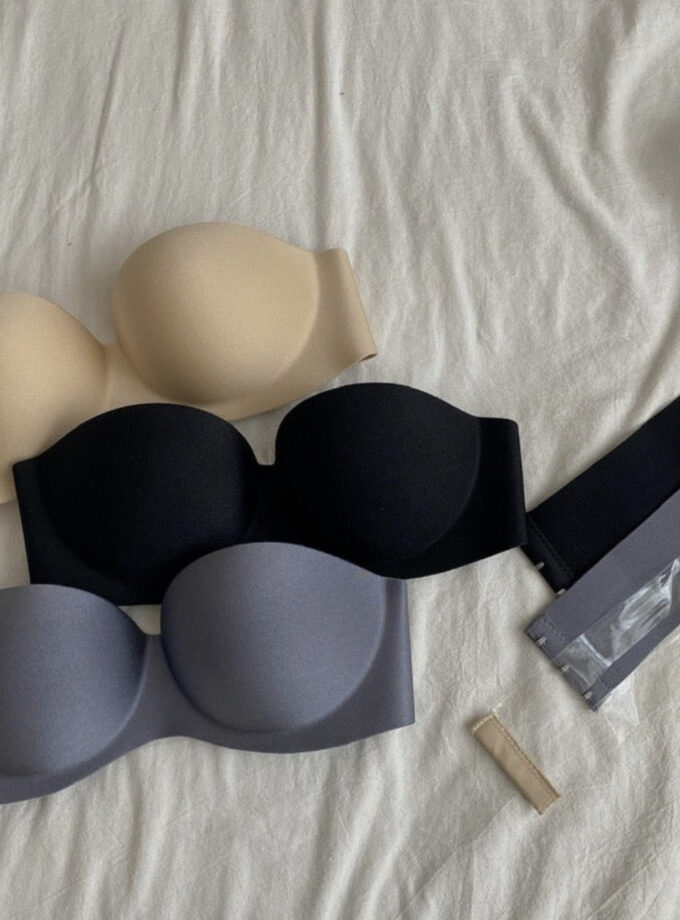 Strapless Seamless Bra with transparent back straps