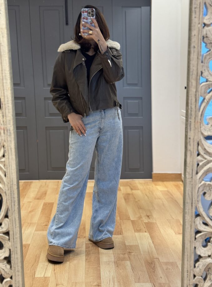 Fleece Lined Faux Leather Jacket