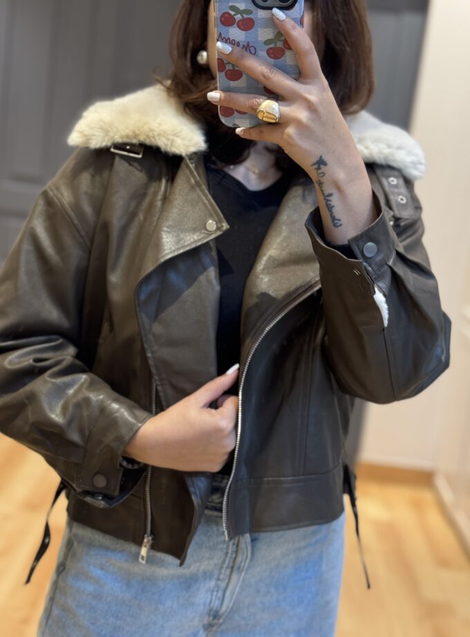 Fleece Lined Faux Leather Jacket