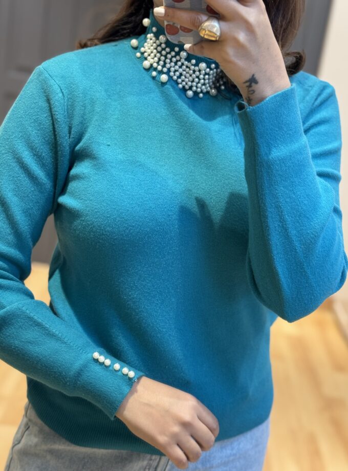 Keshi Pearl Embellished Pullover - Sweater