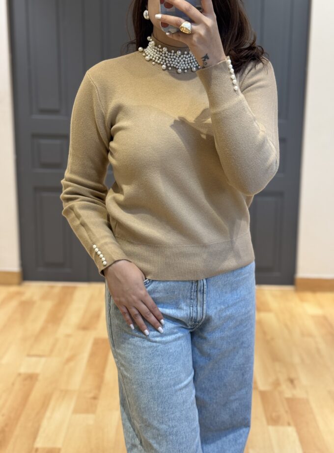 Keshi Pearl Embellished Pullover - Sweater