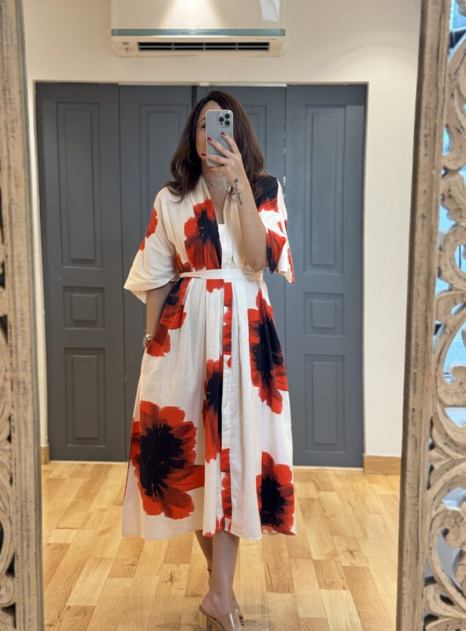 Neri Luxe Printed Dress With Belt