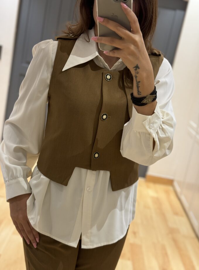 Petra Luxe Coord Set Waist Coat- Shirt And Pant Combo