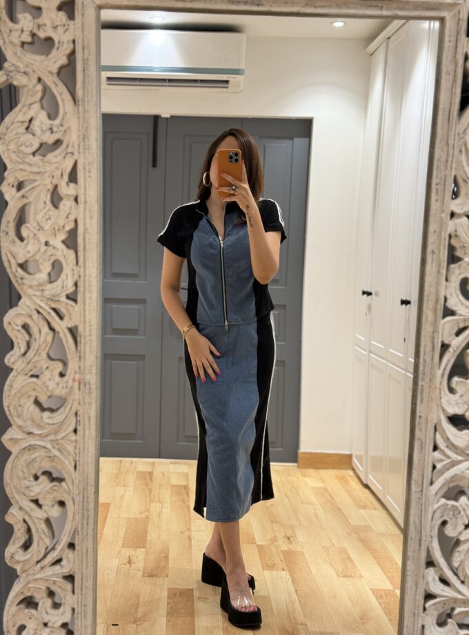 Denim Coord Set : Skirt And Top