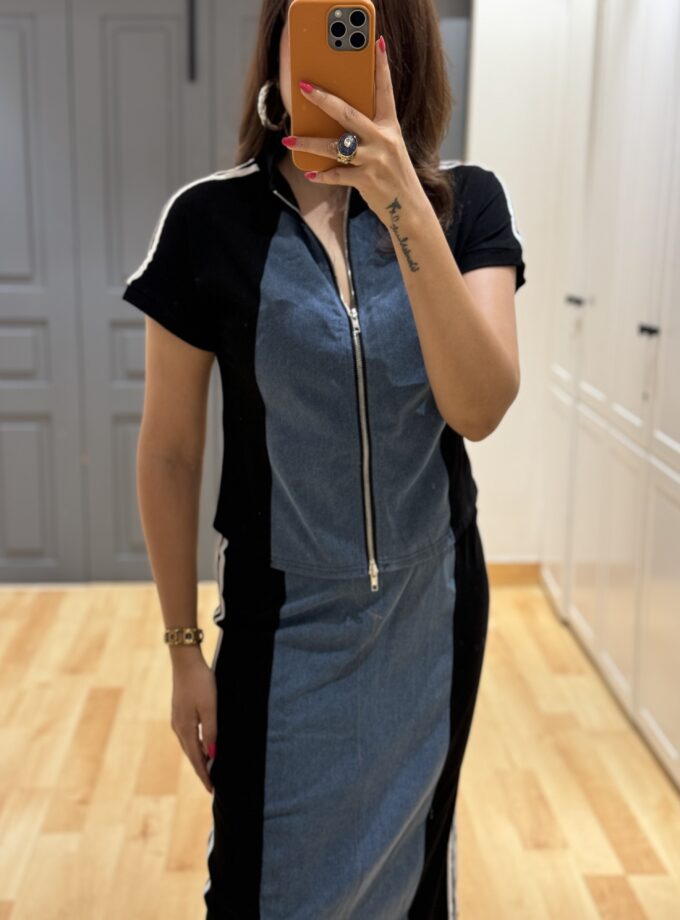 Denim Coord Set : Skirt And Top