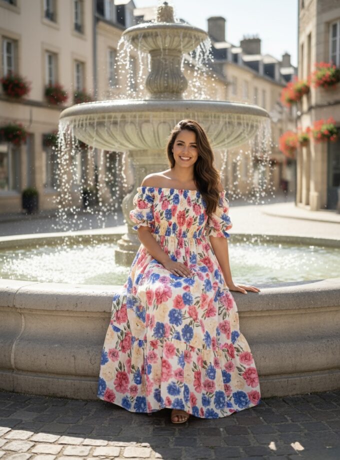 Peeky Floral Long Dress