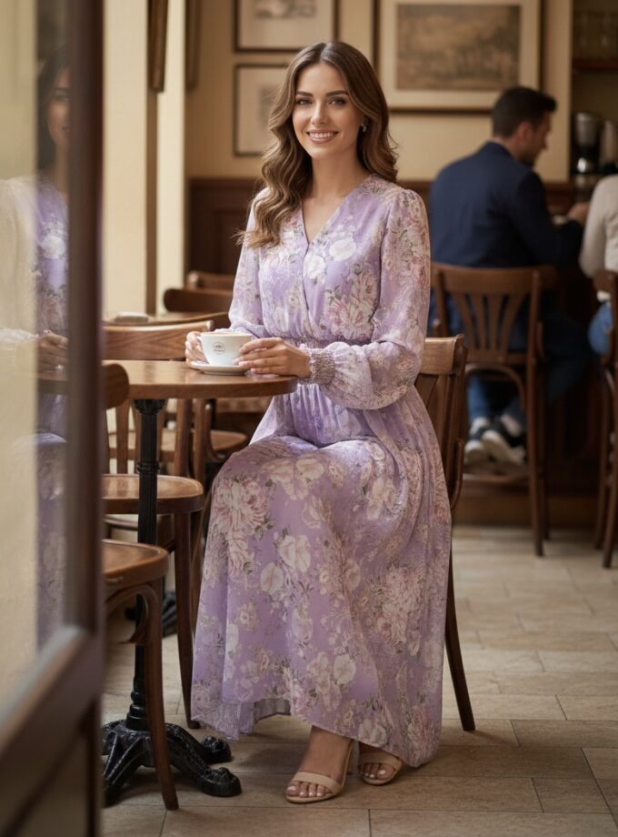 Clovis Printed Long Dress