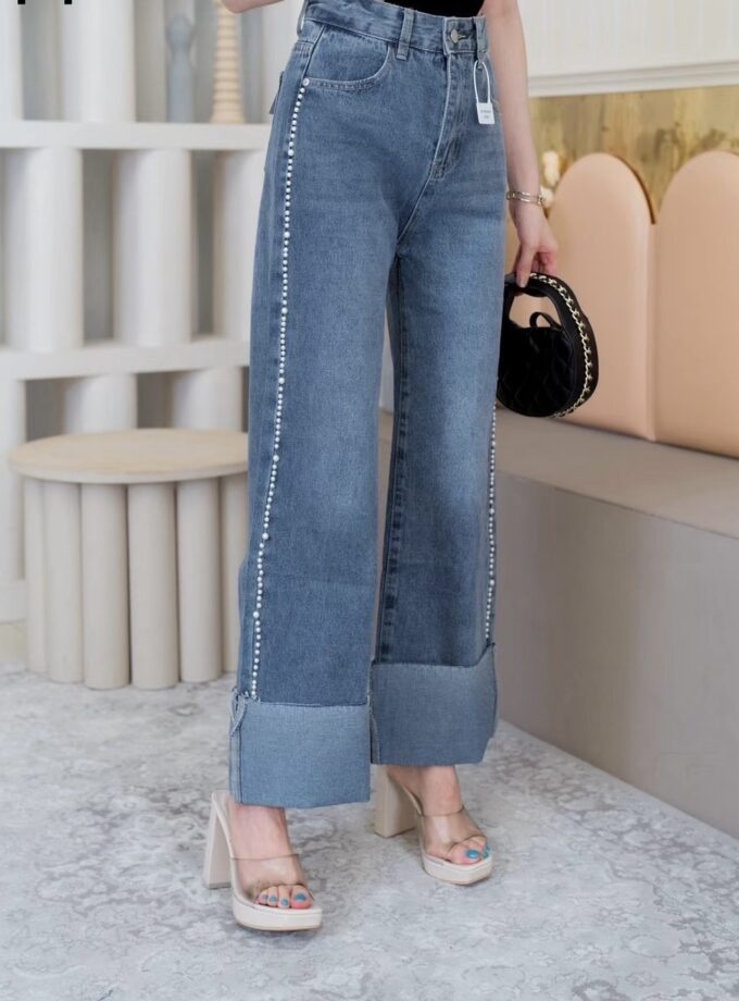 Pearl Embellished Denim