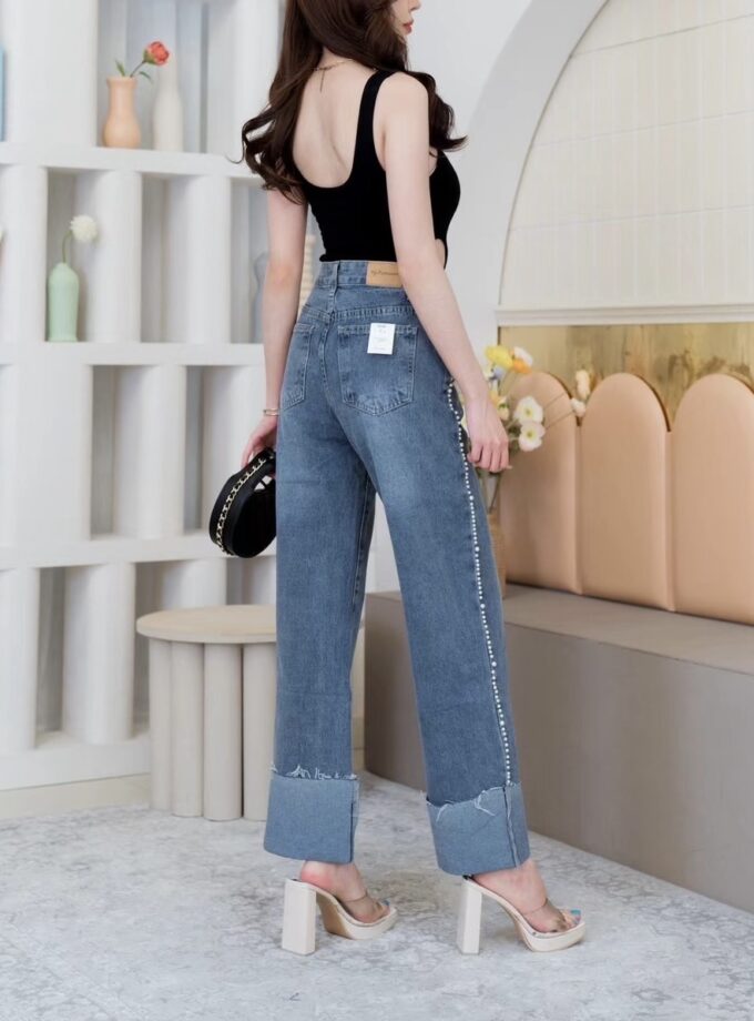 Pearl Embellished Denim