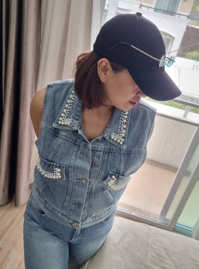 Banco Pearl Embellished Denim Jacket
