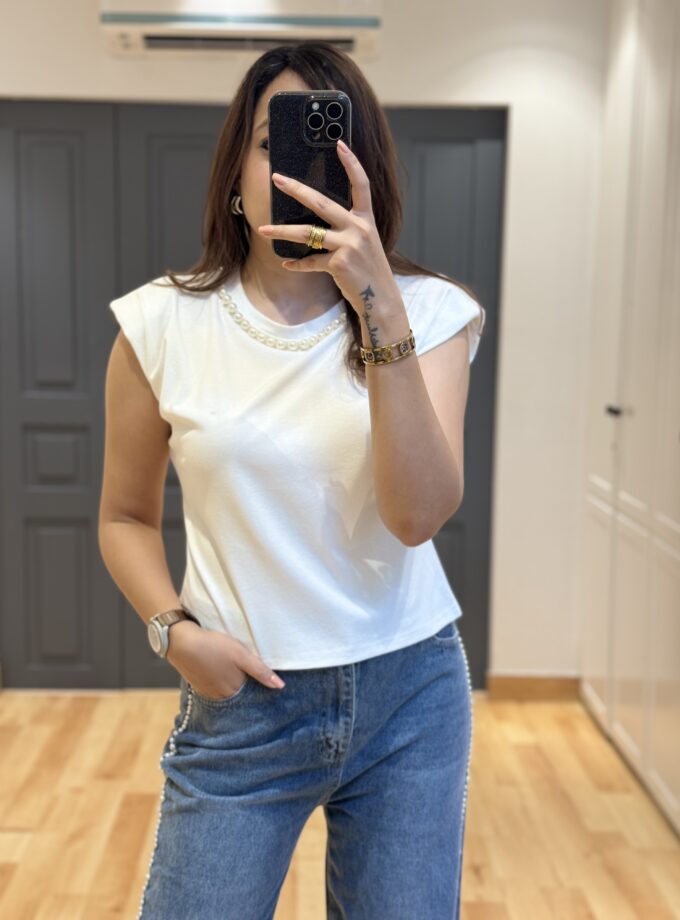 Mopa Pearl Embellished Top