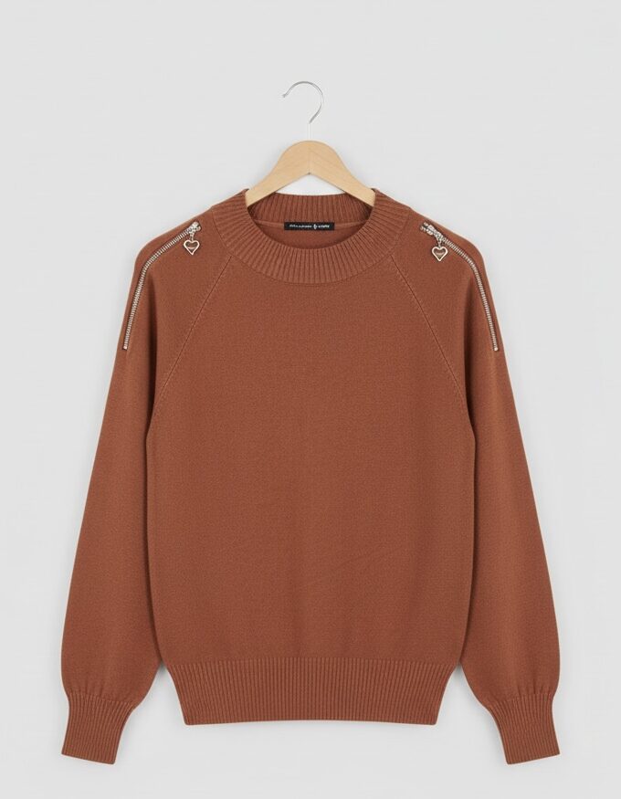 Golop Sweater With Functional Zips On Sleeves