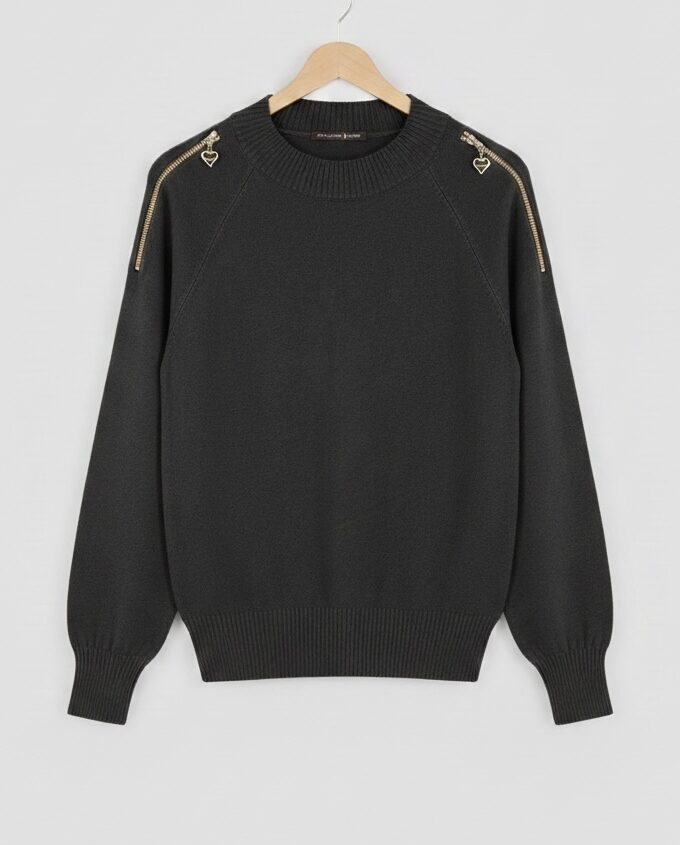 Golop Sweater With Functional Zips On Sleeves