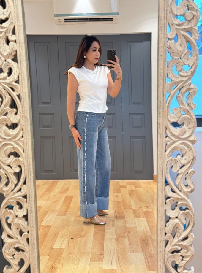 Pearl Embellished Denim