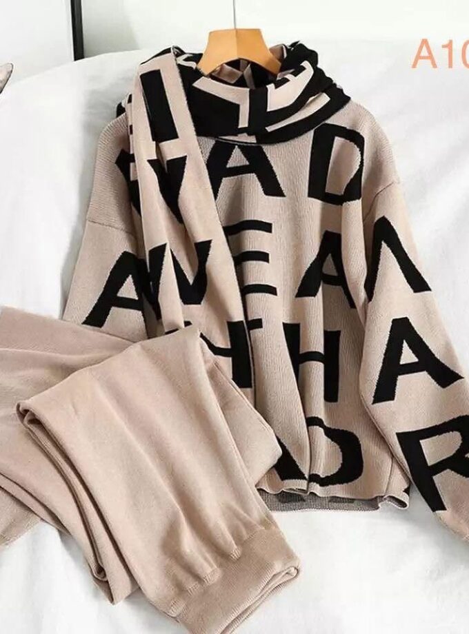 Fero 3 Piece Coord Set Of Lower Pullover And Stole