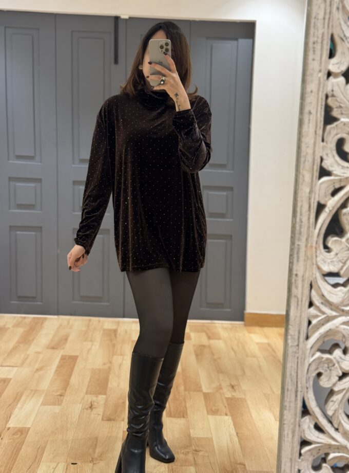 Perry Rhinestone Velvet Long Top Cum Dress