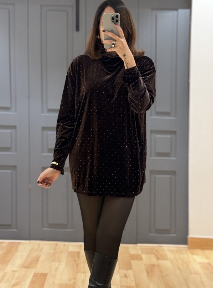 Perry Rhinestone Velvet Long Top Cum Dress
