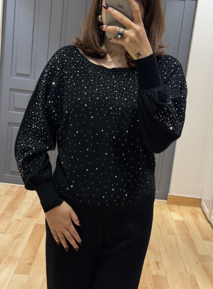Collo Rhinestones Luxe Sweater