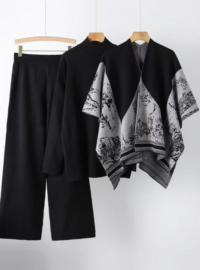 Doosh 3 piece Coord set : Sweater Warm Pants And Cape Set