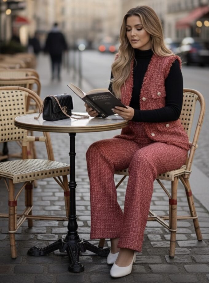 Tweed 3 Piece Coord Set. Blazer Pants And Inner Set