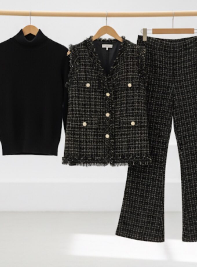 Tweed 3 Piece Coord Set. Blazer Pants And Inner Set