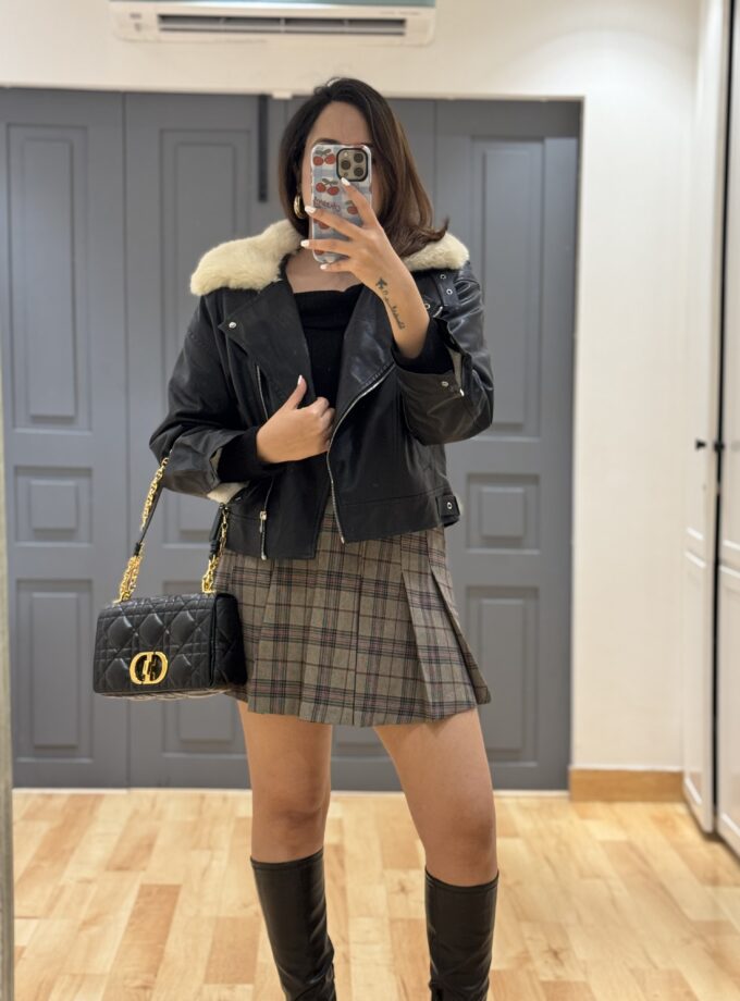 Leatherette faux fur jacket