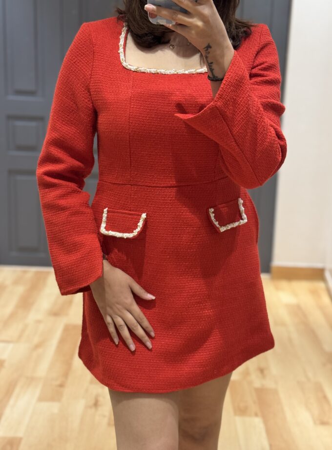 Swen Tweed Embellished Dress