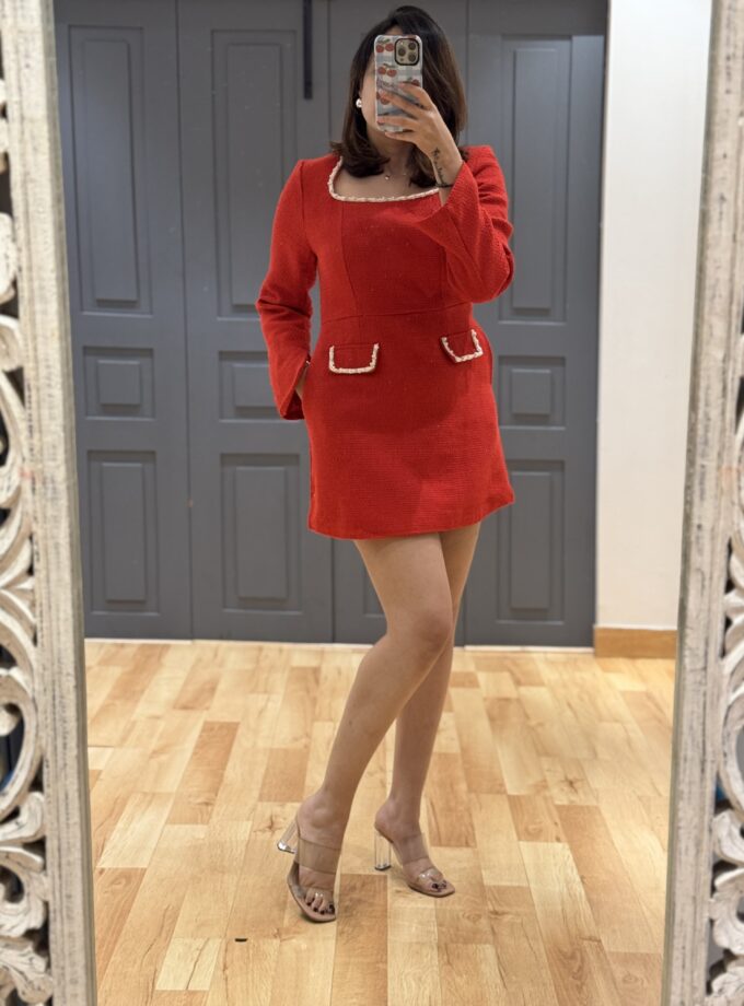 Swen Tweed Embellished Dress