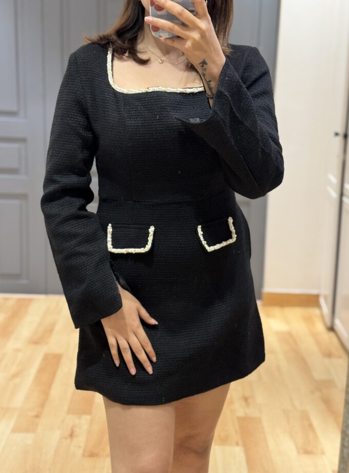 Swen Tweed Embellished Dress
