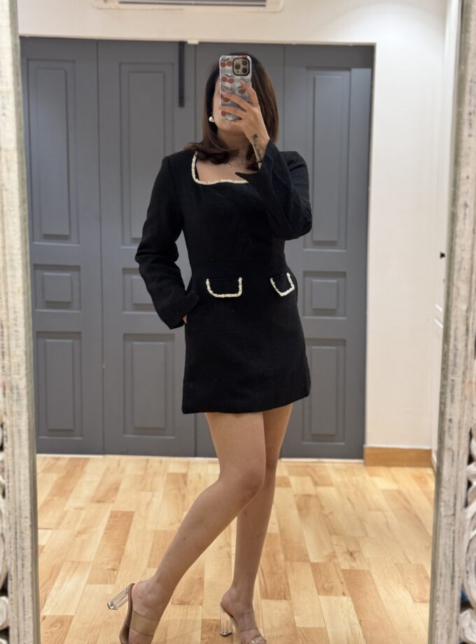 Swen Tweed Embellished Dress