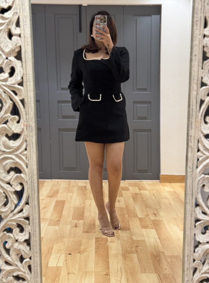 Swen Tweed Embellished Dress