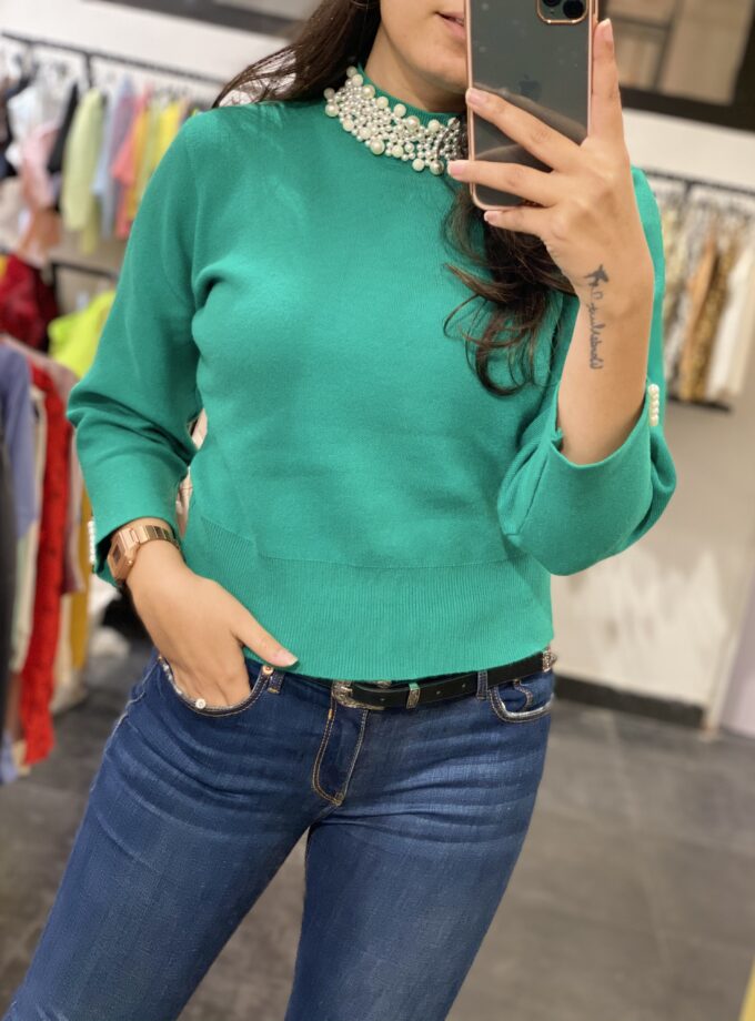 Keshi Pearl Embellished Pullover - sweater
